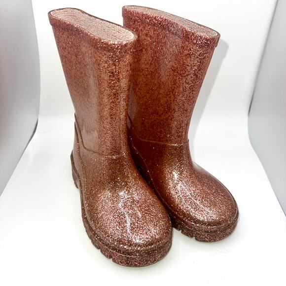 next Other - Next Brand UK 7 Wellies Rainboots Rose Gold Glitter READ